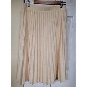 Cream Pleated Midi Skirt Elastic Waist Accordion Style 18981PB25 Size PXL